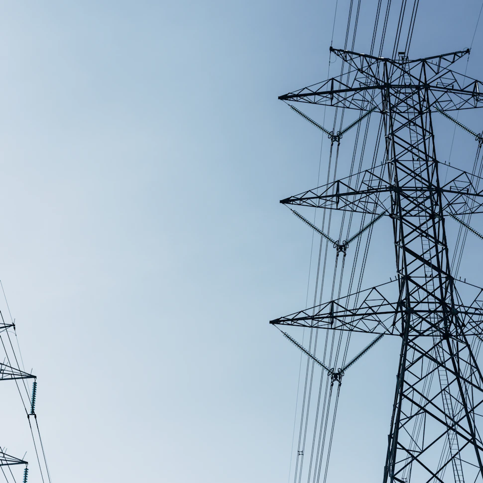 A panoramic overview of the overhead power line