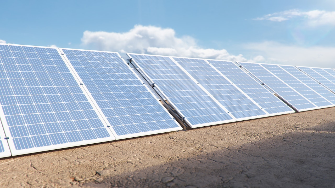 solar-panels-alternative-energy-renewable-energy-concept-ecological-clean-energy-photovoltaic-solar-panels-with-reflection-beautiful-blue-sky-solar-panels-desert-3d-illustration
