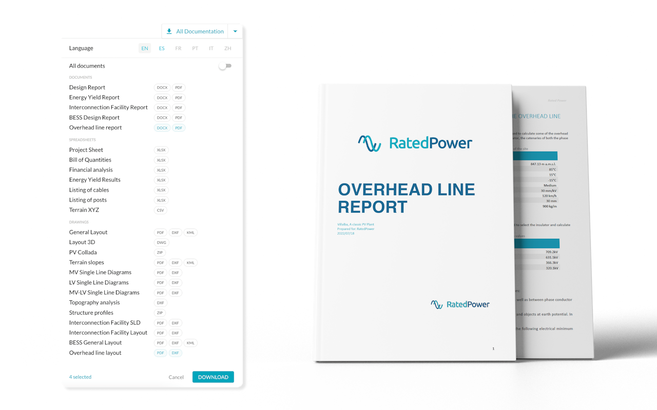 Overhead power lines report in pvDesign