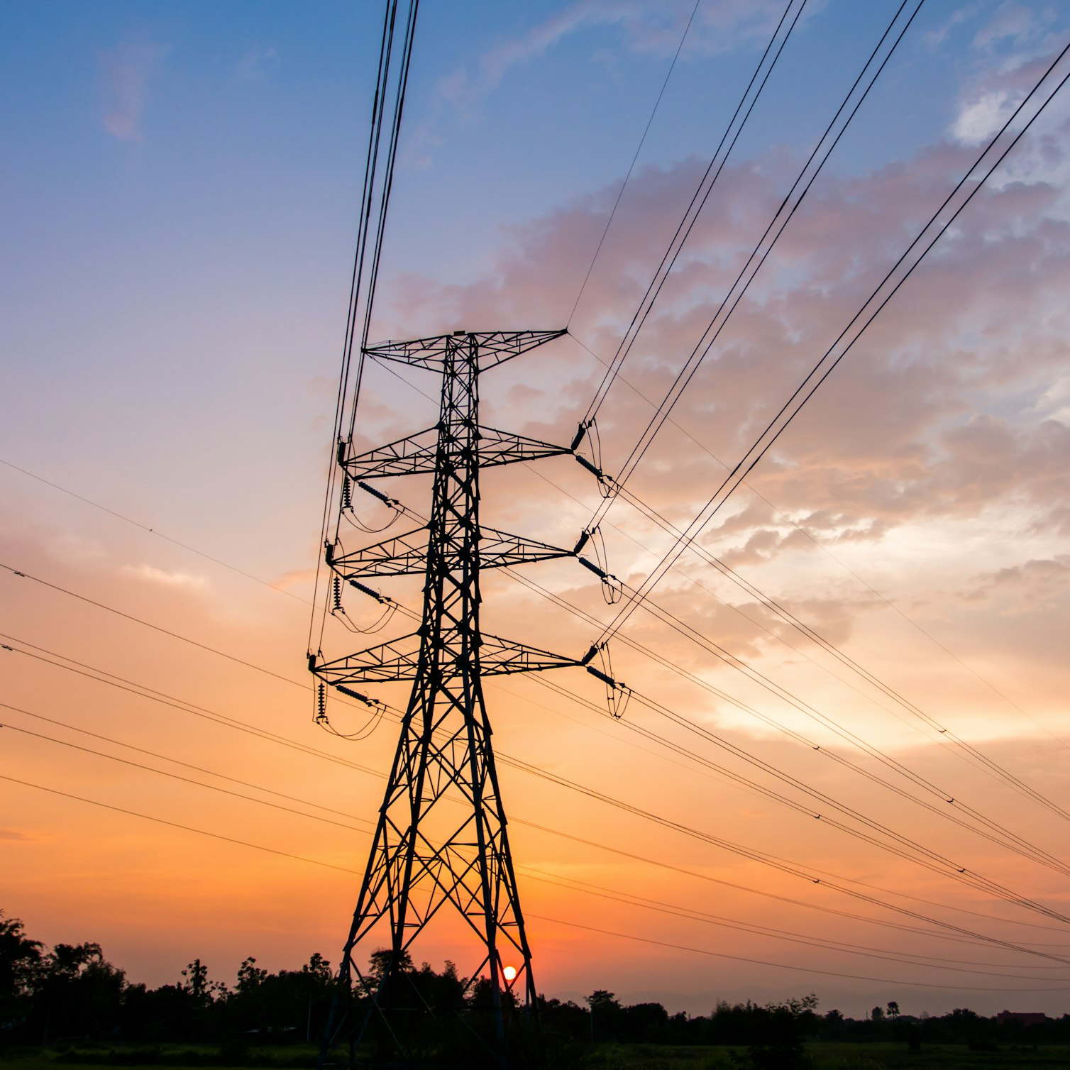 Electricity pylon sunset