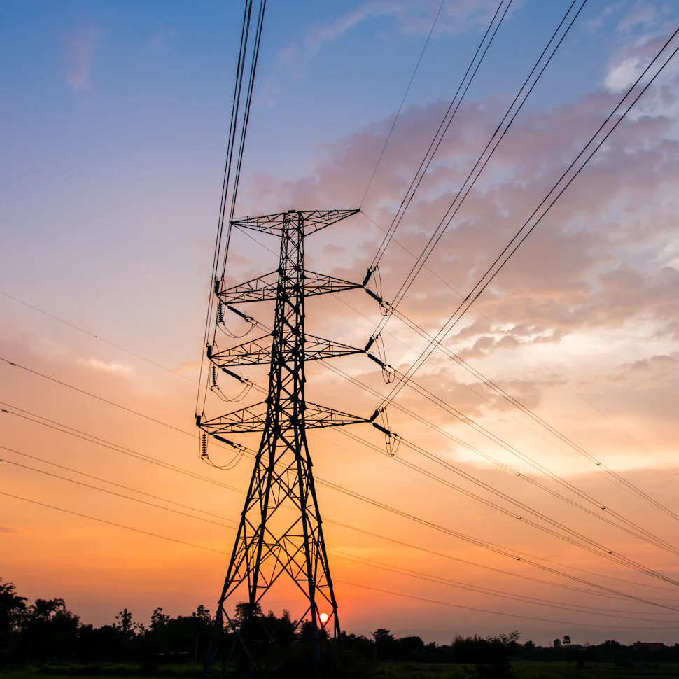 Electricity pylon sunset